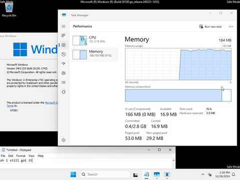 Windows 11 siêu nhẹ: Chỉ 184MB RAM cũng đủ chạy