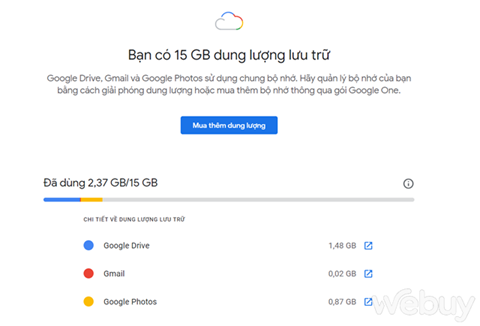 Làm gì khi dung lượng Google Drive và Gmail bị đầy?