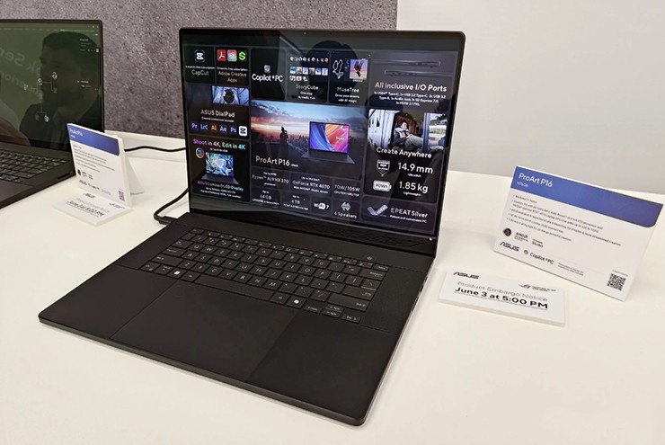 Asus ProArt P16 là một trong những laptop đầu tiên trang bị CPU AMD Ryzen AI 9 HX 370.