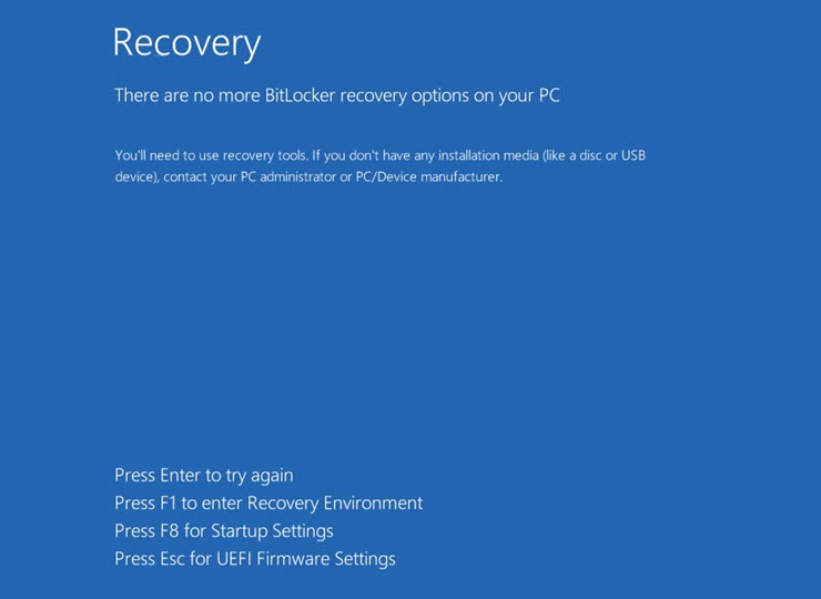 ShrinkLocker xóa cả những tùy chọn khôi phục BitLocker của Windows.