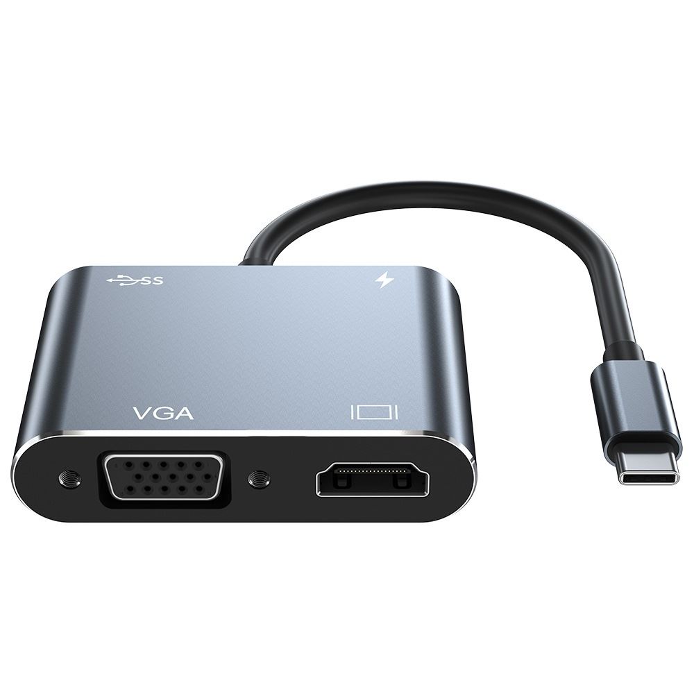 Cáp chuyển đổi Type-C 4 trong 1 ra HDMI 4K, USB 3.0, Type-C, VGA | Bộ HUB Type-C 4 in 1