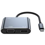 Cáp chuyển đổi Type-C 4 trong 1 ra HDMI 4K, USB 3.0, Type-C, VGA | Bộ HUB Type-C 4 in 1