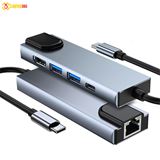 Cáp chuyển đổi Type-C 5 trong 1 ra HDMI 4K, 2xUSB 3.0, Type C, Lan  Bộ HUB Type-C 5 in 1 1