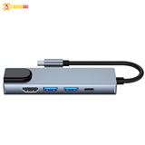 Cáp chuyển đổi Type-C 5 trong 1 ra HDMI 4K, 2xUSB 3.0, Type C, Lan  Bộ HUB Type-C 5 in 1 3