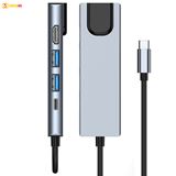 Cáp chuyển đổi Type-C 5 trong 1 ra HDMI 4K, 2xUSB 3.0, Type C, Lan  Bộ HUB Type-C 5 in 1 7