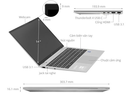 [Mới 100%] HP EliteBook X360 1040 G8 - Core i7 - 1165G7/ RAM 16GB/ SSD 512GB 7
