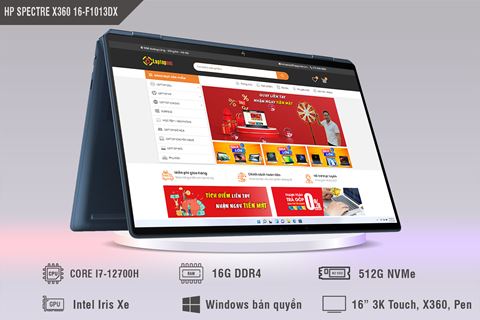 [Mới 100%] HP Spectre x360 16-f1013dx (2022) - (Core™ i7-12700H, Ram 16G, SSD 512G, Màn 3K+ Touch xoay gập 360)