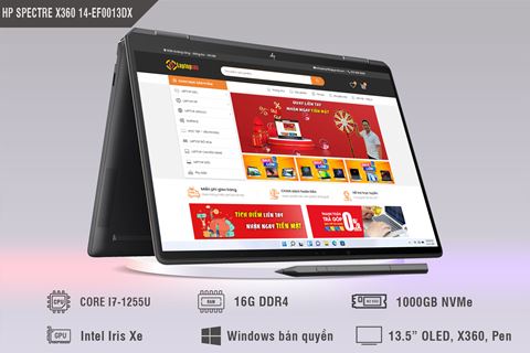 [Mới 100%] HP Spectre x360 14-ef0013dx (2022) - Core i7-1255U/ 16G/ 1TB/ 13.5 OLED