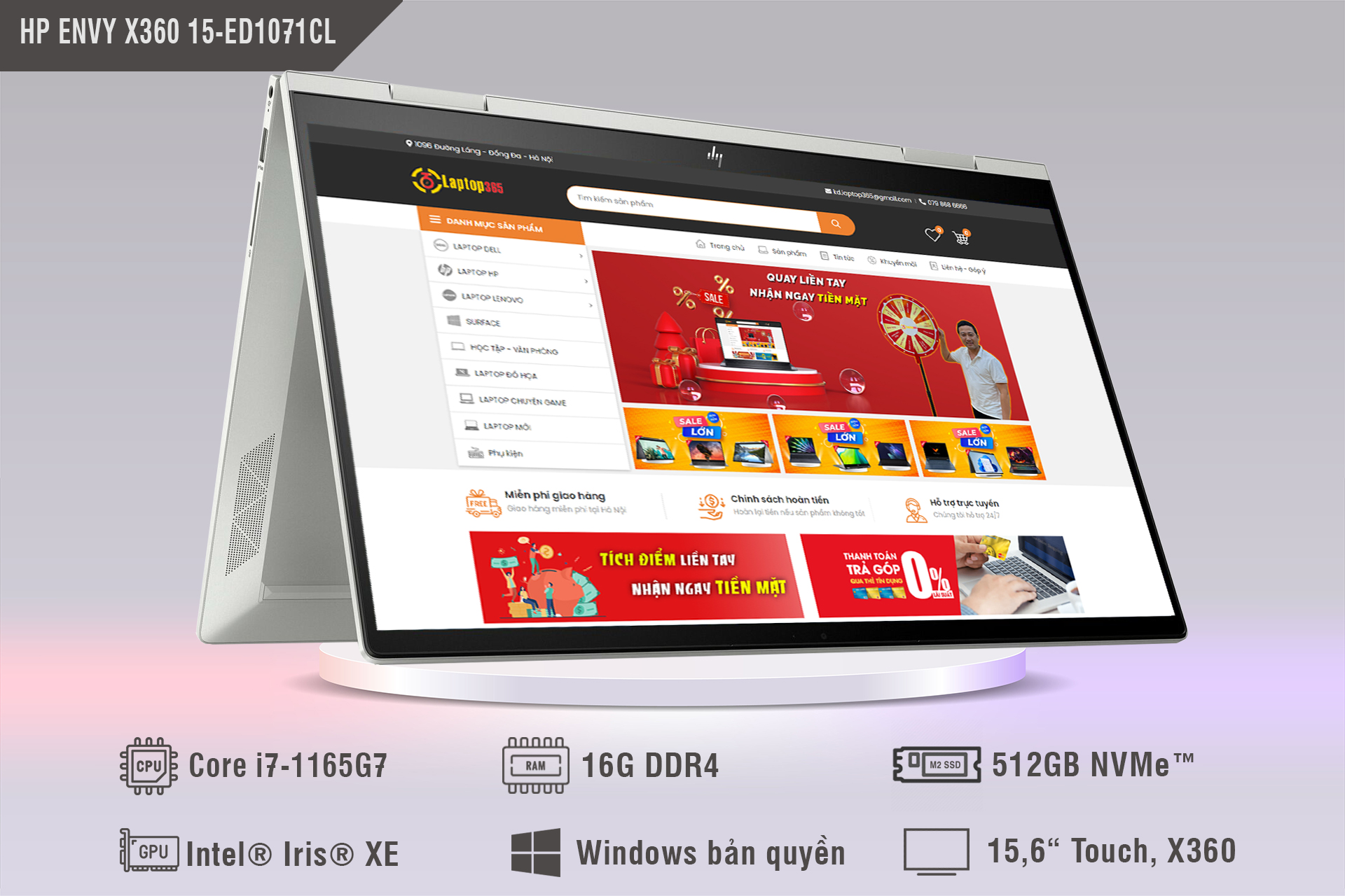[Mới 100%] HP ENVY x360 Convert 15-ed1071cl - (Core i7-1165G7, Ram 16G, SSD 512G ,15.6 FHD Touch)