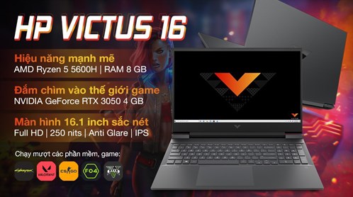  HP VicTus 16 - i5-11400H /Ram 8G /SSD 256G /VGA RTX 3050 /Màn 16.1inch Full HD 